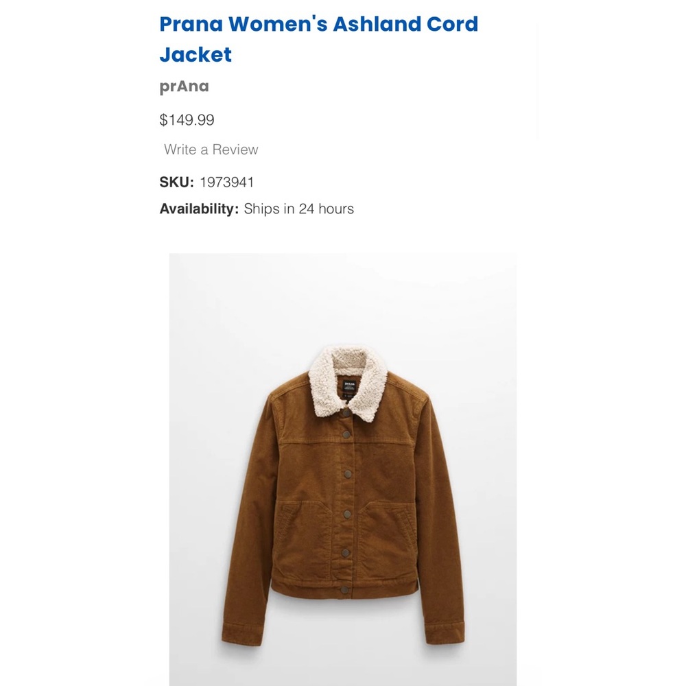 Prana - Ashland Cord Jacket - Women's Sz X-Small, MSRP $150 - Picture 6 of 14